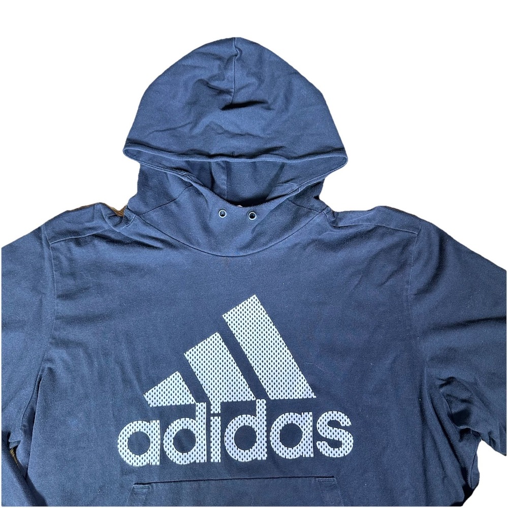 Adidas Sweatshirt Hoodie Shirt Mens XL Black Graphic Print Logo - Picture 2 of 5